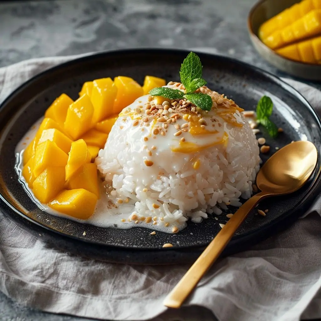Sweet Peach with Jasmine Green Tea Sticky Rice
