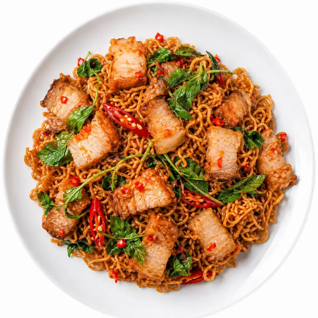 Mama Crispy Pork Kaprow Noodles