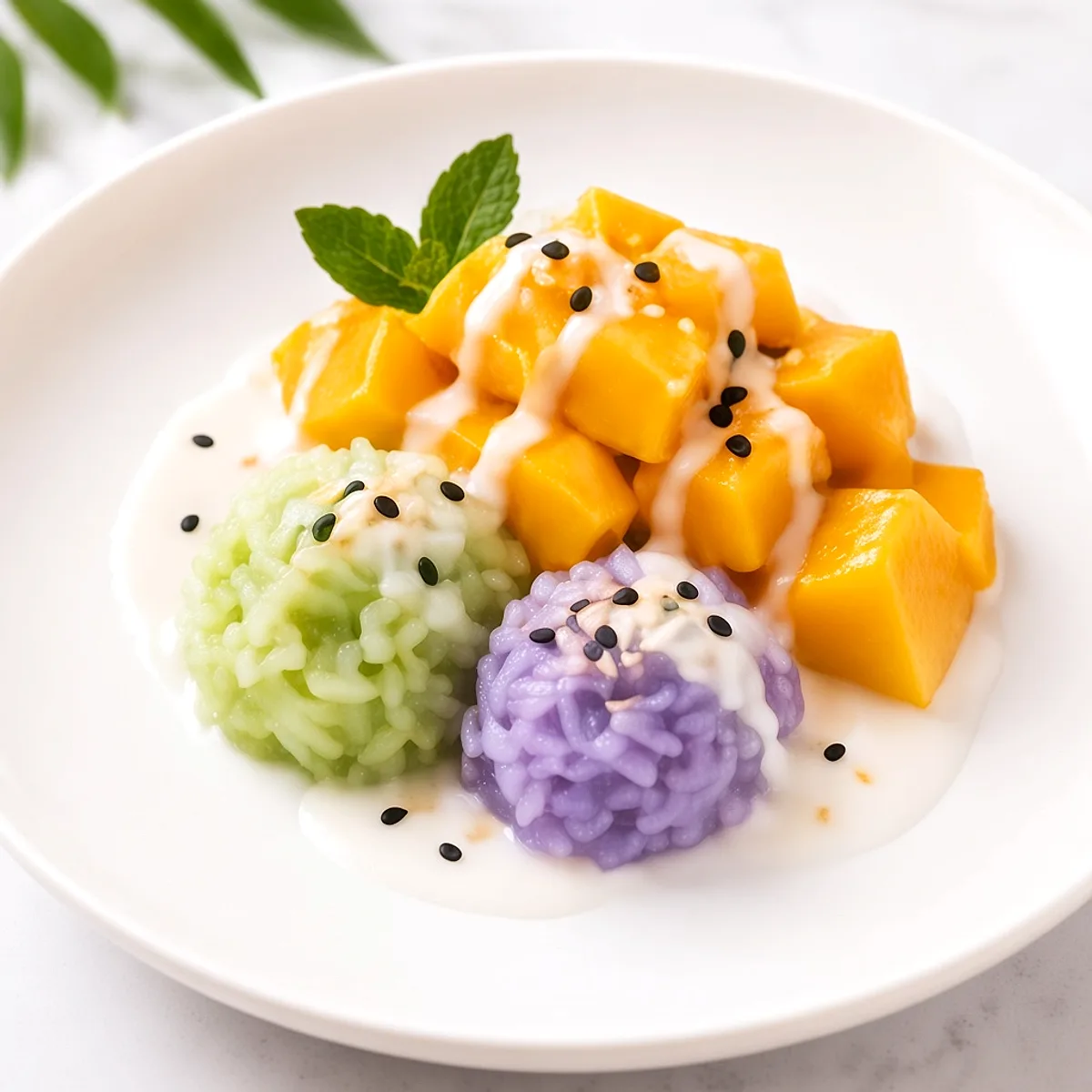 Mango with Jasmine Green Tea and Purple Sweet Pea Coconut Sweet Sticky Rice