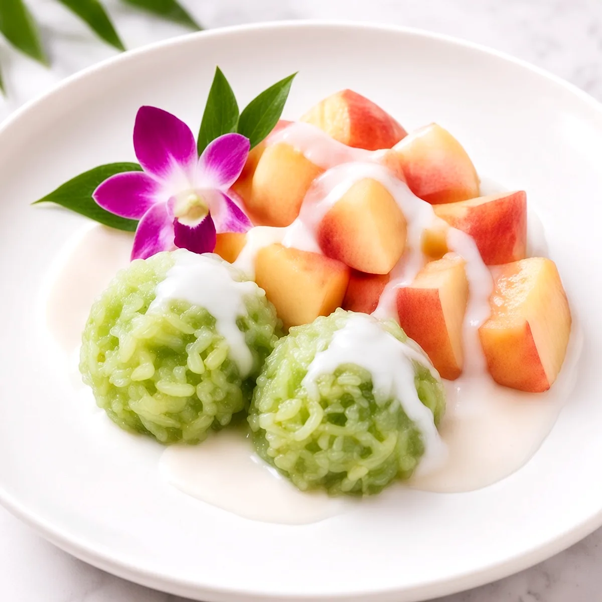 Sweet Peach with Jasmine Green Tea Sticky Rice