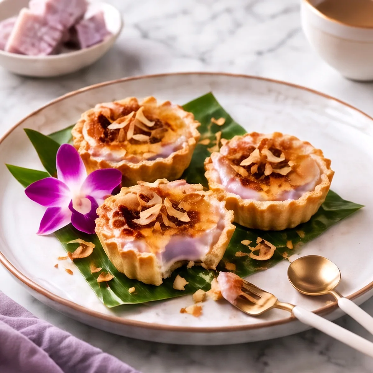 Homemade Baked Taro Custard Tart